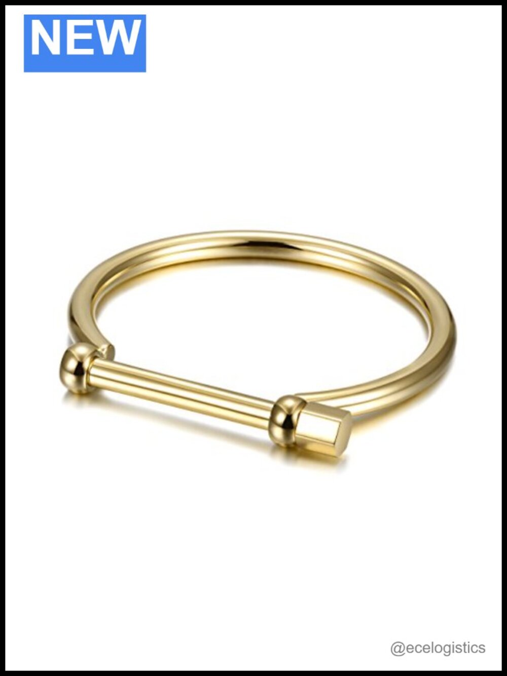 18K Gold Plated Stainless Steel Screw Cuff Bangle Bracelet